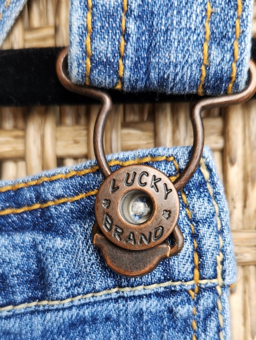 Lucky Brand Denim Overall Dress with Floral Embroidery - Picture 3 of 10